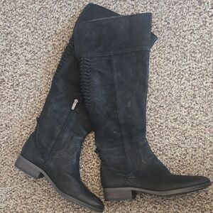 Vince Camuto Black Women's Knee-High Riding Boots Leather